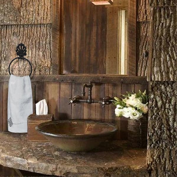 American Country Style Cast Iron Retro Towel Rack Hanging Ring 6038