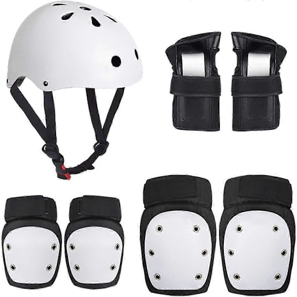 Komplett set med skyddsutrustning 7 delar vuxenhjälm knäskydd armbågsskydd handledsskydd sportskyddsutrustning åka skoter skateboard säkerhetsdräkt