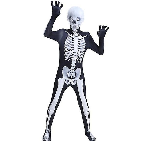 Halloween Realistinen Skeleton Jumpsuit -asu Realistinen Skull Bodysuit hupulla aikuisille style 2 L