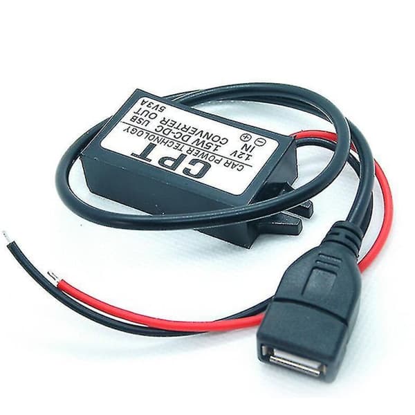 12V til 5V DC-DC Konverter Modul, 3A 15W USB Udgang Strømadapter HFMQV
