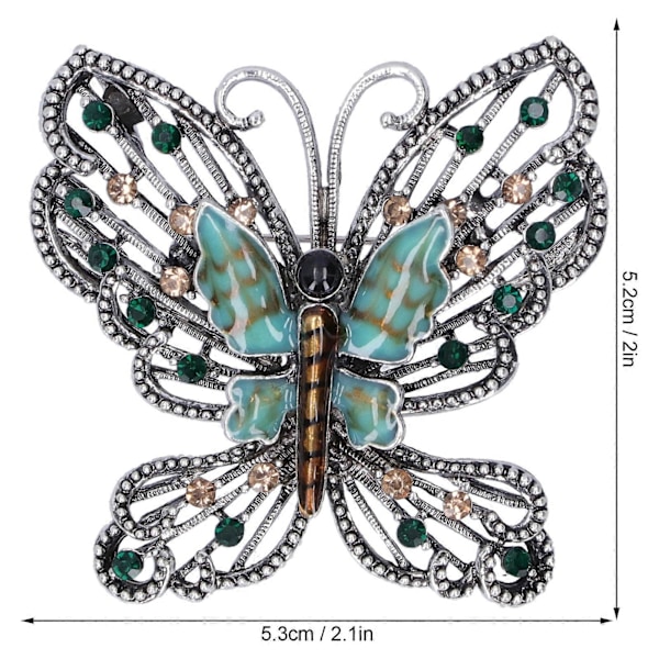Broche Nål Diamant Hul Sommerfugl Mønster Revers Nål Frakke Mærker Fest Corsage Tilbehør Grøn