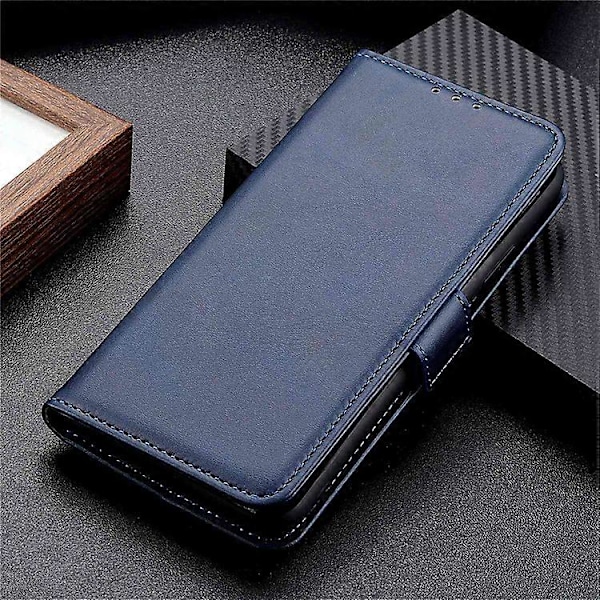 Kompatibel til Honor X7a 5G Ko Læder Tekstur Telefon Læder Cover Wallet Stand Telefon Etui Blue