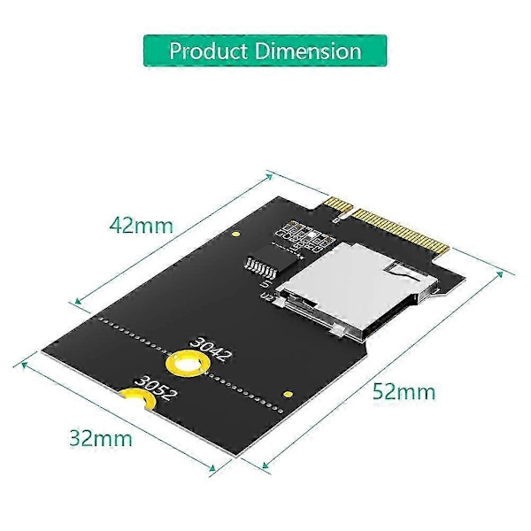 SD-kort TF SDHC SDXC till NGFF Key B Adapter (stöder USB-buss, inte SATA-buss)