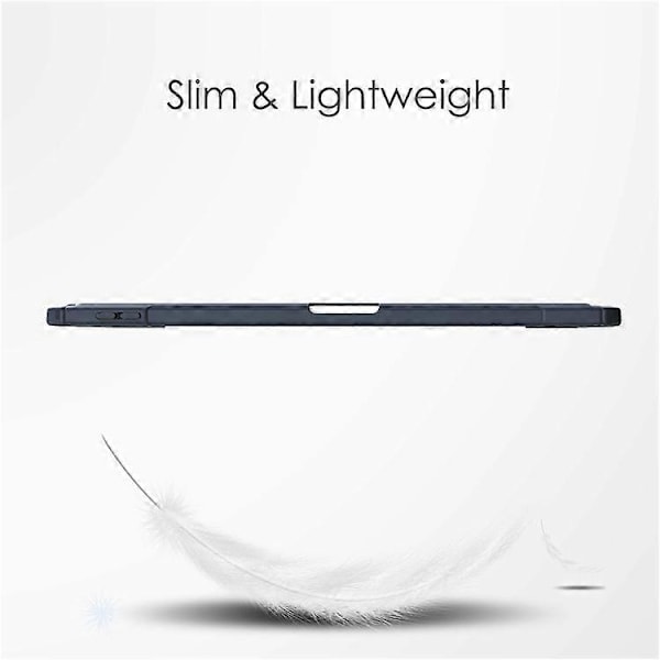 Kompatibelt Skal för iPad Air 11 (2024) Transparent Fodral PU Läder Auto Wake Sleep Skyddande Fodral med Pennhållare DarkBlue