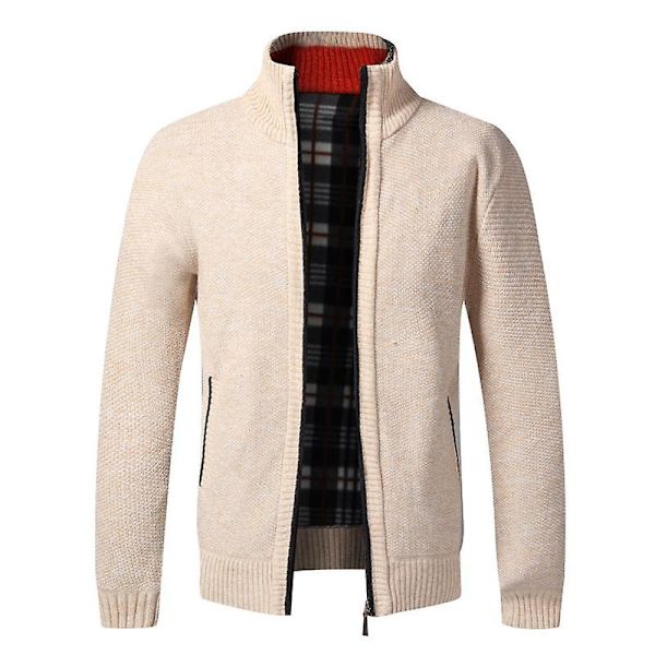 Syksy Talvi Lämmin Neuletakki Miehille Fleece Vetoketjulliset Neuleet Takit Miesten Slim Fit Neulottu Villatakki Paksu Neuletakki Miehille Red China 4XL
