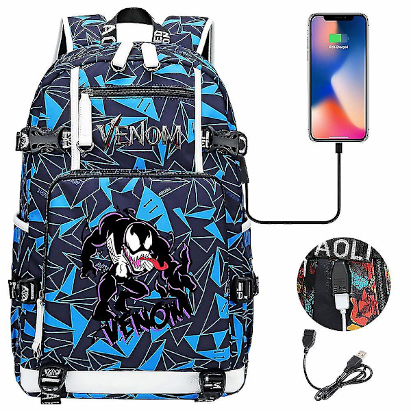 Venom Fashion Tryckt Usb Ungdom Skolväska (3-20) Color-7