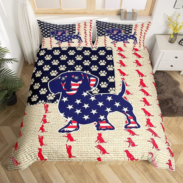 Tax King Queen Påslakan Set Blommigt Tax Sängkläder Set Tecknad Valp Djur Täcke Överdrag Husdjur Polyester Täcke Överdrag