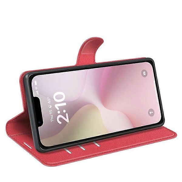Kompatibelt Skal för iPhone SE (2025) Litchi Textur Stötsäkert Läder Plånboksfodral Red