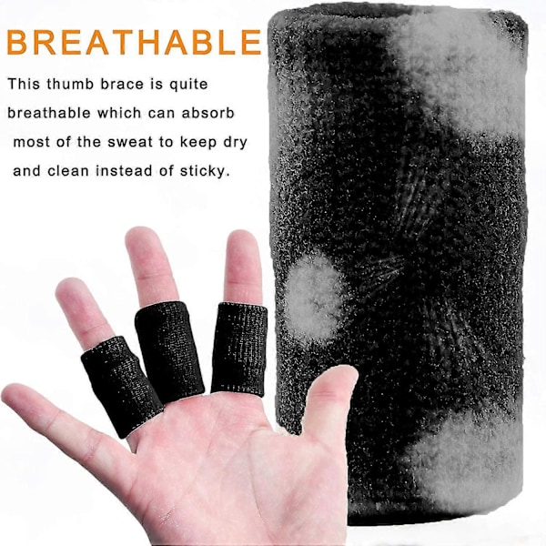 10-pak fingerspidser, tommelfinger skinne til fingerstøtte, åndbar elastisk finger tape, kompressionsbeskyttelse (sort)