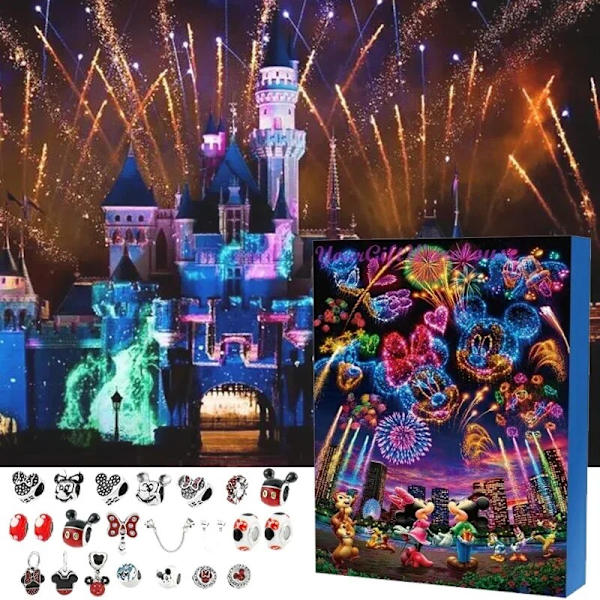 Disney Peter Plys Julekalender 24 Nedtællingskalender Gaveæske Stitch Mickey Mouse Anime Sød Armbånd Vedhæng Til Børn Gaver C