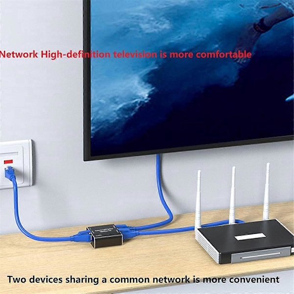 RJ45 Splitter Kobling Adapter Gigabit Nettverk Splitter 1 til 2 Ethernet Splitter Nettverkskabel Spl