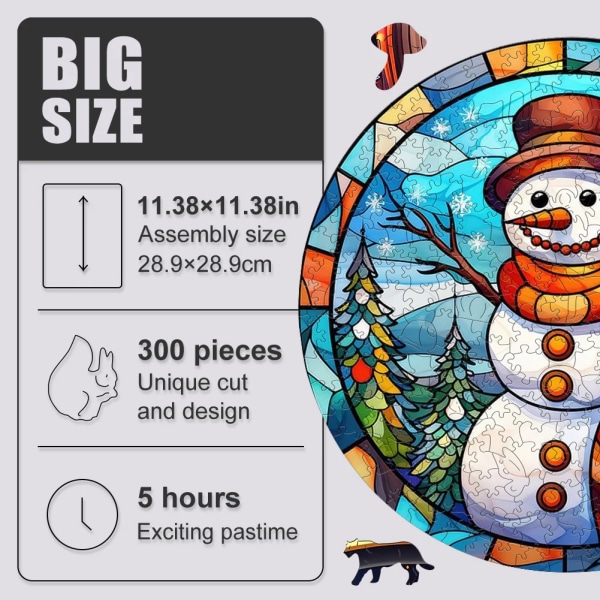 Träleksaker Montessori Snowman Christmas Älg Träpussel med trälåda 3d-pussel för vuxna Pedagogiskt YPAN-3550-A3