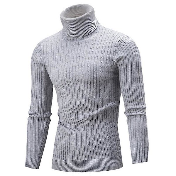 Varm Vinter Genser med Høy Hals, Casual Herre Rollneck Varm Strikket Genser, Hold Varmen Herre Jumper, Strikket Ullgenser White XL (70-80KG)