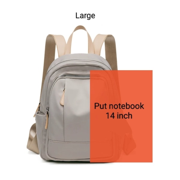 Vandtæt Rygsæk Mode Damer Rejserygsæk Ensfarvet Dame Enkelt Skuldertaske L29 Beige Grey 25cm M