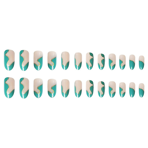 24 stk. Glansfulle Press-On Negler, medium Stiletto Løsnegler, Kunstige Negler
