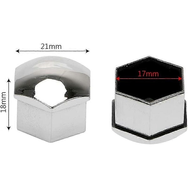 Hjulmutterkåpa 17mm Bultmutterkåpa 20 Mutterkåpa Hjulbultmutterkåpa Silver