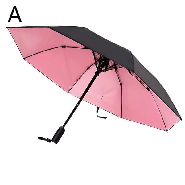 Genopladelig foldeparaply med ventilator Sommerparaply rosa