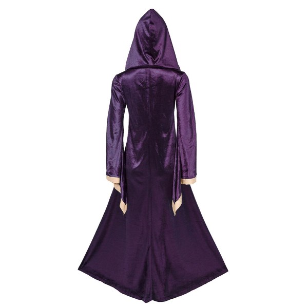 Vintage medeltida viktoriansk klänning renässans balklänningar klänningar kostym långärmad halloween kostym för kvinnor Purple L