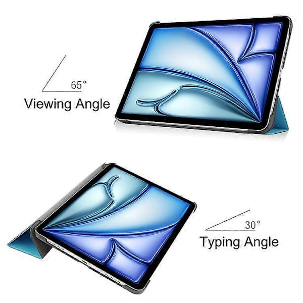 Kompatibel med iPad Air 11 (2025) / (2024) Etui PU Læder Beskyttende Tri-Fold Stand Smart Cover Azure