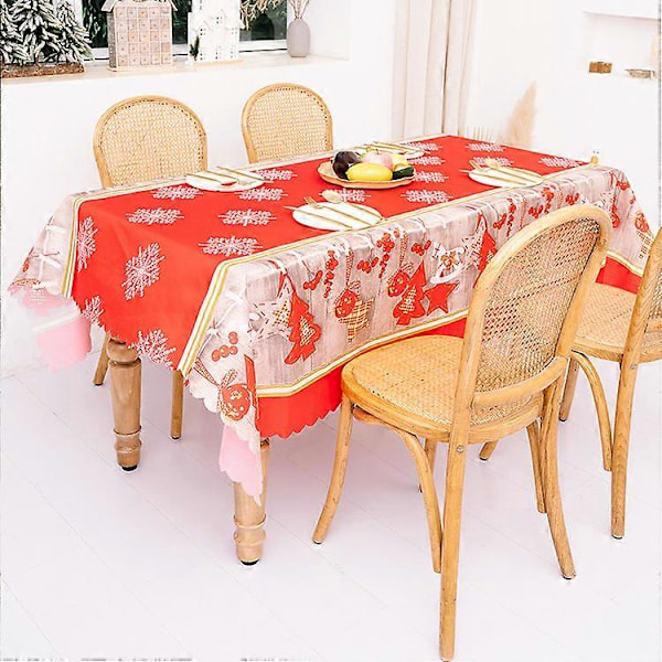 Rektangulær Juleduk Polyester 144 * 180m Juletremønster for Juleborddekorasjon Trykt Juleduk Absorberende Duk
