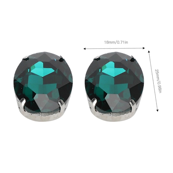 10 stk. Sy På Rhinestones Krystaller Skinnende Knapper Dekoration til DIY Håndværk Tøj Sko Tasker 1,8 x 2,5 cm Grøn Oval