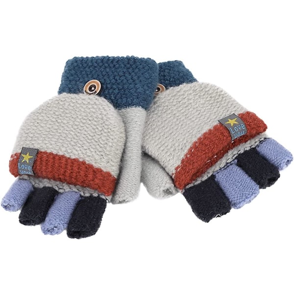 Stickade Halvfingerhandskar Unisex Varma Handskar För Flickor