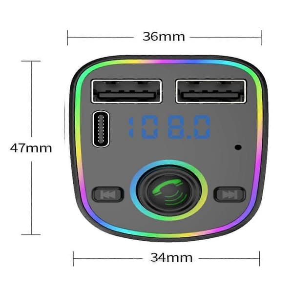 Auton MP3-soitin Bluetooth FM-lähetin kahdella USB-latausportilla