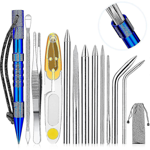 Knotter Tools, Fid Paracord Fid -setti ruostumattomasta teräksestä, Paracord-nyöritysneuloja ja tasoitustyökalu For-XinHan