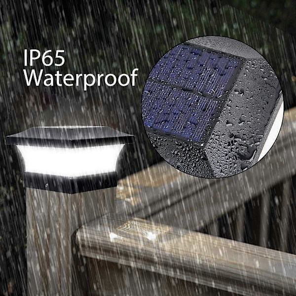LED Solar Gatelys, Vanntett, For 10x10cm Trestolpe, Dagslys Hvit 6000K
