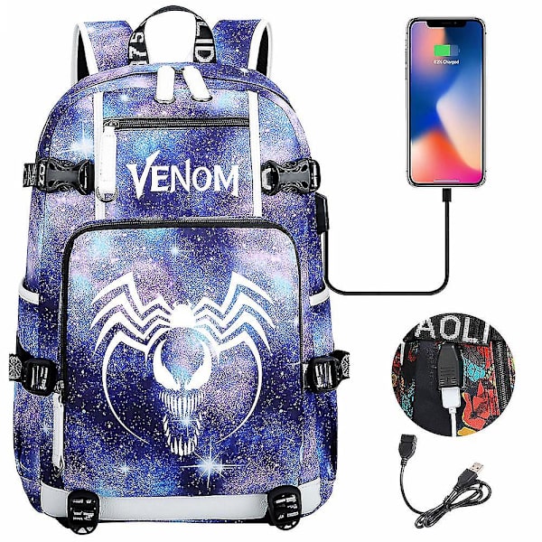 Venom Fashion Tryckt Usb Ungdoms Skolväska (2-117) Color-10