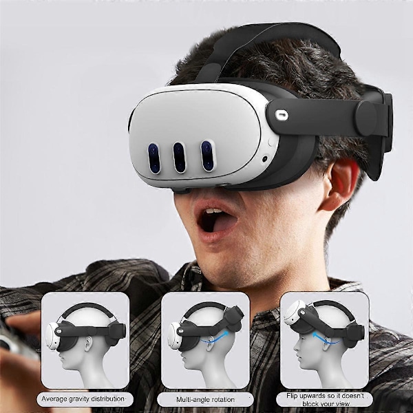 Hovedrem til 3 VR Headset Forbedrer Komfort Justerbar Hovedrem til 3 Sort