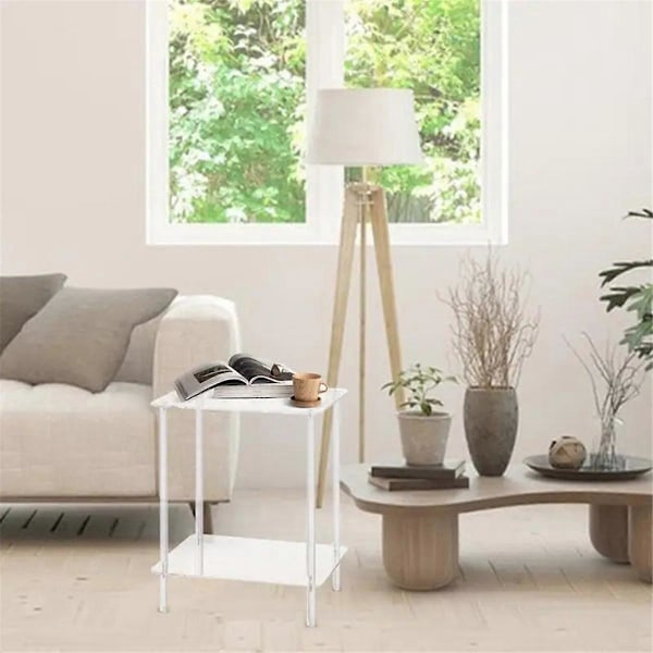 Akryl Sofabord Firkantet Sidebord Accentbord Sofa Natbord Klart Dobbelt Lag Snack Te S