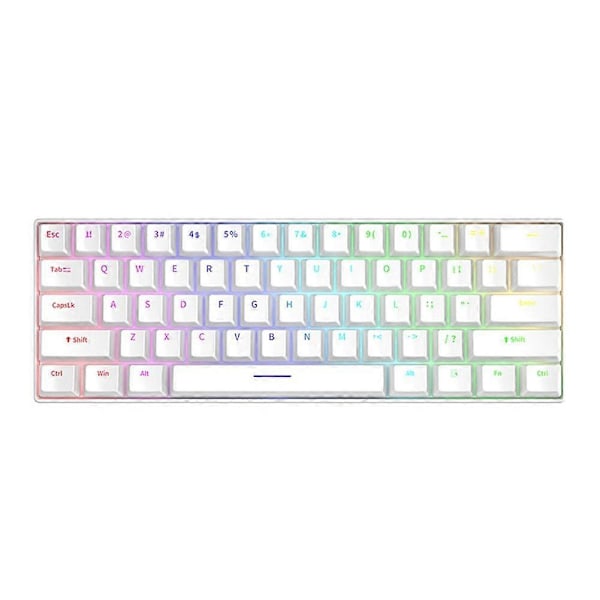 Mekaniskt tangentbord 61 tangenter Blandat ljus Hot Swap Tangentbord Kontorstillbehör Gaming Tangentbord Vit