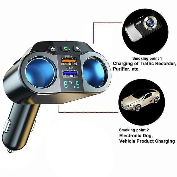 Bil Bluetooth-laddare 12V-24V FM-sändare med LED-display