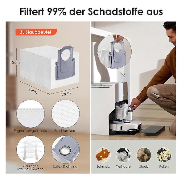 Udskifteligt tilbehør til S8 MaxV Ultra G20s robotstøvsuger moppeklud støvsugerposer sidebørste