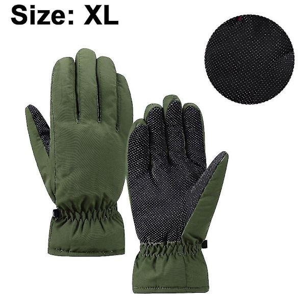 Vindtætte varme handsker til mænd, vinterfleece, udendørs ridning, elektrisk motorcykel S-xl Green M