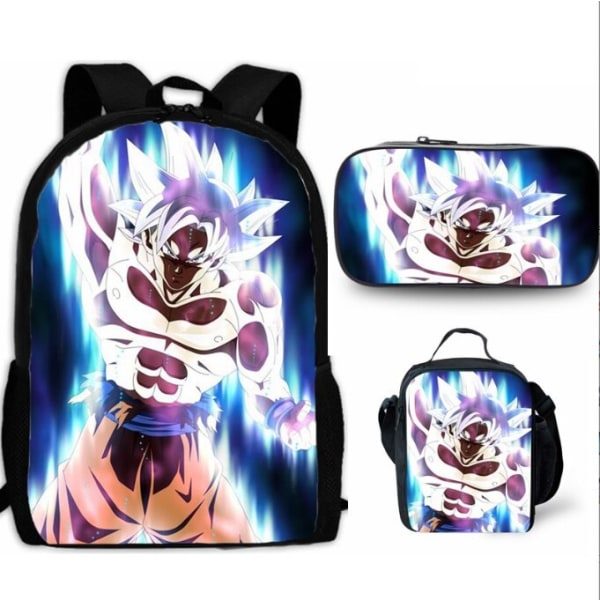 3kpl/setti 16\" Anime Dragon Ball Lasten Koululahja Reppu+Lounaslaukku+Penaali Ivory 16 Inches