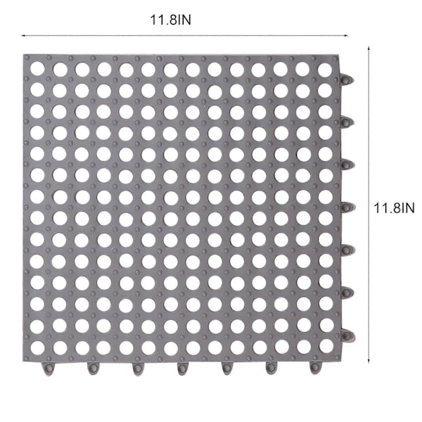 12 Pak Sammenlåsende Skridsikre Afløbsgulvfliser, 30 x 30 cm Blød PVC Badekar Brusebundsmåtte