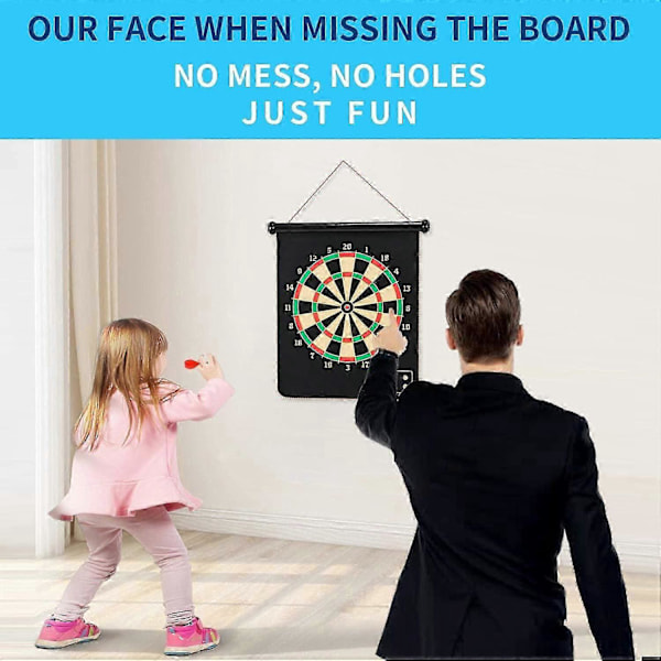Magnetisk Darttavla, Dartspel för Inomhus och Utomhusbruk för Barn med 12 Magnetiska Pilar, Säkra Leksaksspel, Dubbelsidig Upprullningsbar Brädspelsset för Presenter