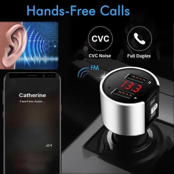 2USB Langaton Bluetooth-auton FM-lähetin MP3-soitinlaturi