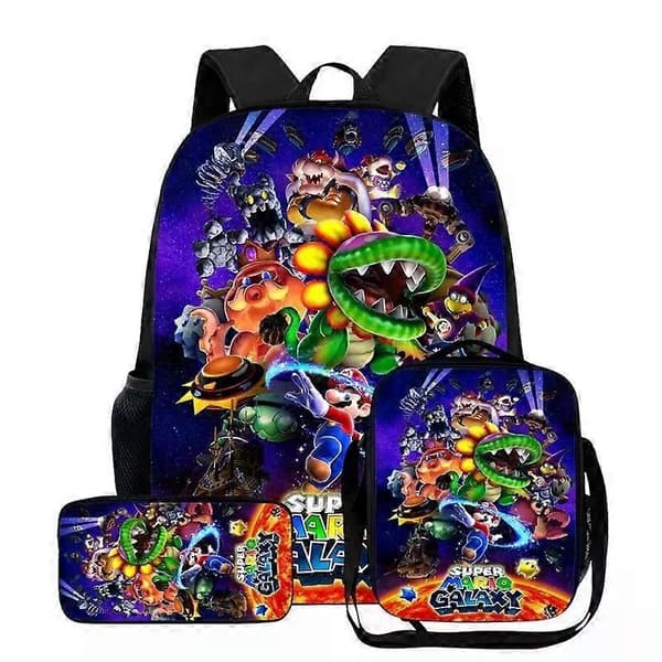 Super Mario Galaxy Skolesekk Matboks Pennal SETT E