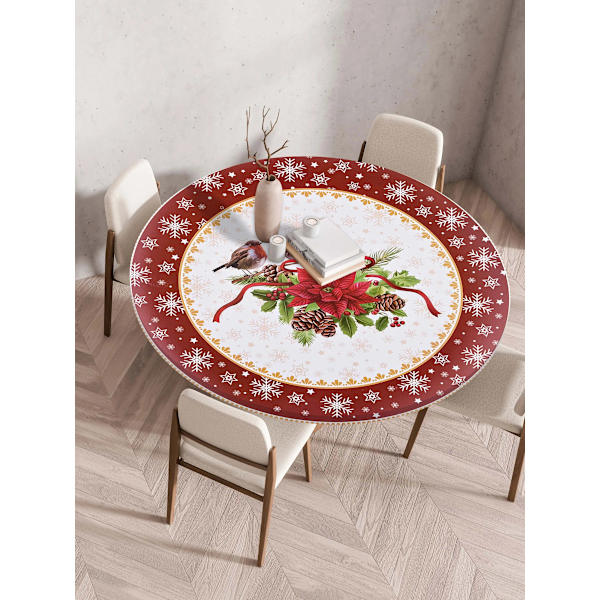 Joulupöytäliina Hirvi Kello Kukat Punaiset Marjat Joulu Pöytäliina Lumihiutale Joulupukki Koristeellinen Juhlakotiin Juhliin Häihin Style 5 Suitable 150cm table