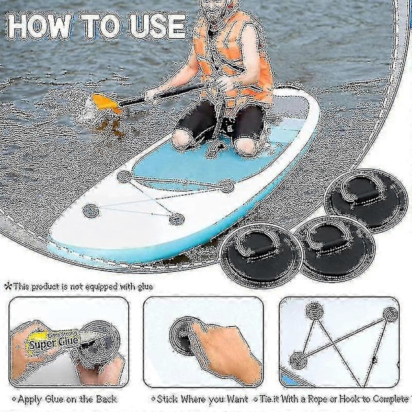 4 st Surfbräda Jolle Båt PVC Patch Med D-Ring Monteringssats