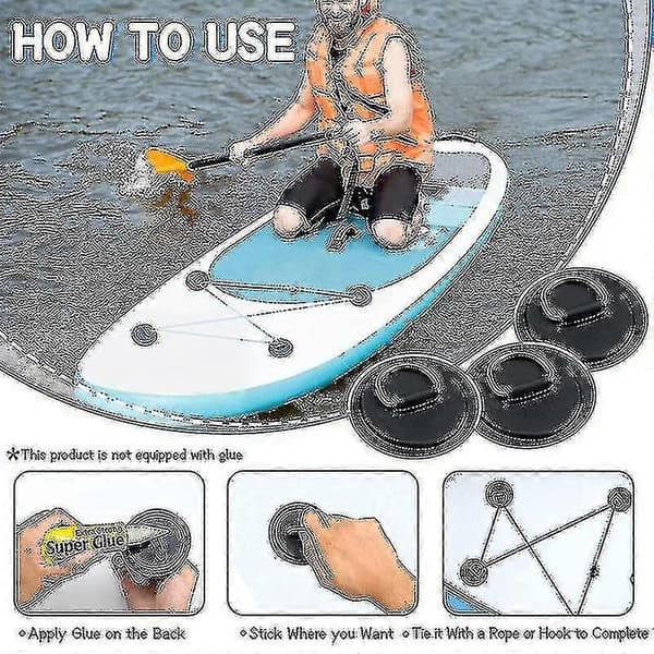4 stk. Surfebrett Jolle Båt PVC-lapp med D-ring Riggeutstyr