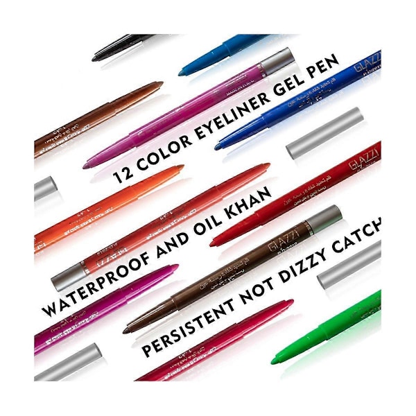 Vattentät Regnbåge Färgglad Flytande Eyeliner Penna Vit Rosa 12 Färger Eyeliner Penna Långvarig