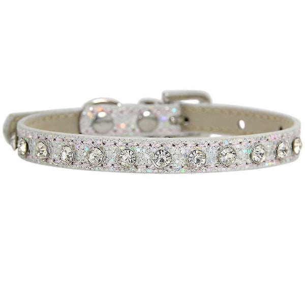 Pet Bling Tilbehør Kat og Hund Rhinestone Halsbånd PU Læder Justerbar Reflekterende Halsbånd (s)