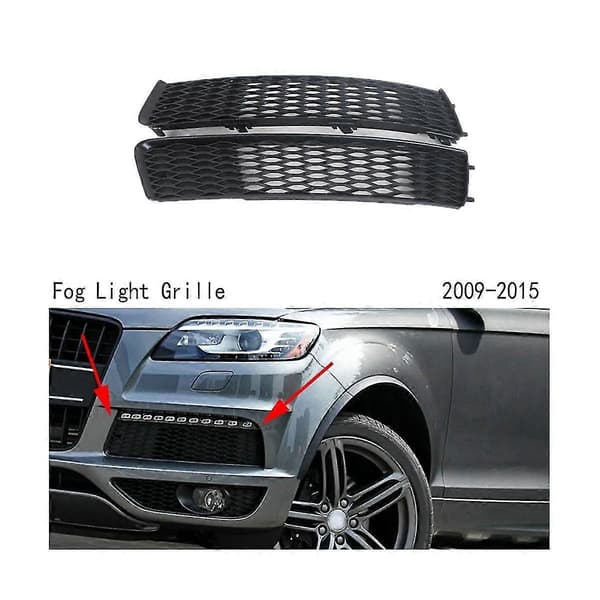 2 stk. Frontfanger Grill Mesh Cover Vent Tåkelys Grill Griller for Q7 S 2009-2015 4L0807697B