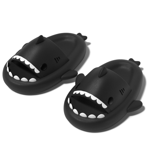 Haj Slippers Bløde Indendørs Badeslippers Black 42-43