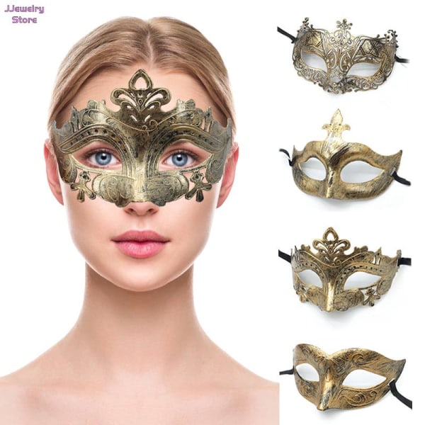 1 stycke maskerad tiara Halloween sexig ögonmask för kvinnor män Fyndklänning Karnevalsklänning Kostym Festtillbehör Ivory