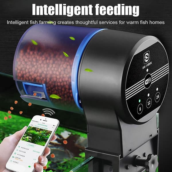Justerbar automatisk fiskefoderautomat, der fodrer akvarietank automatisk foderdispenser 50g batterimodell